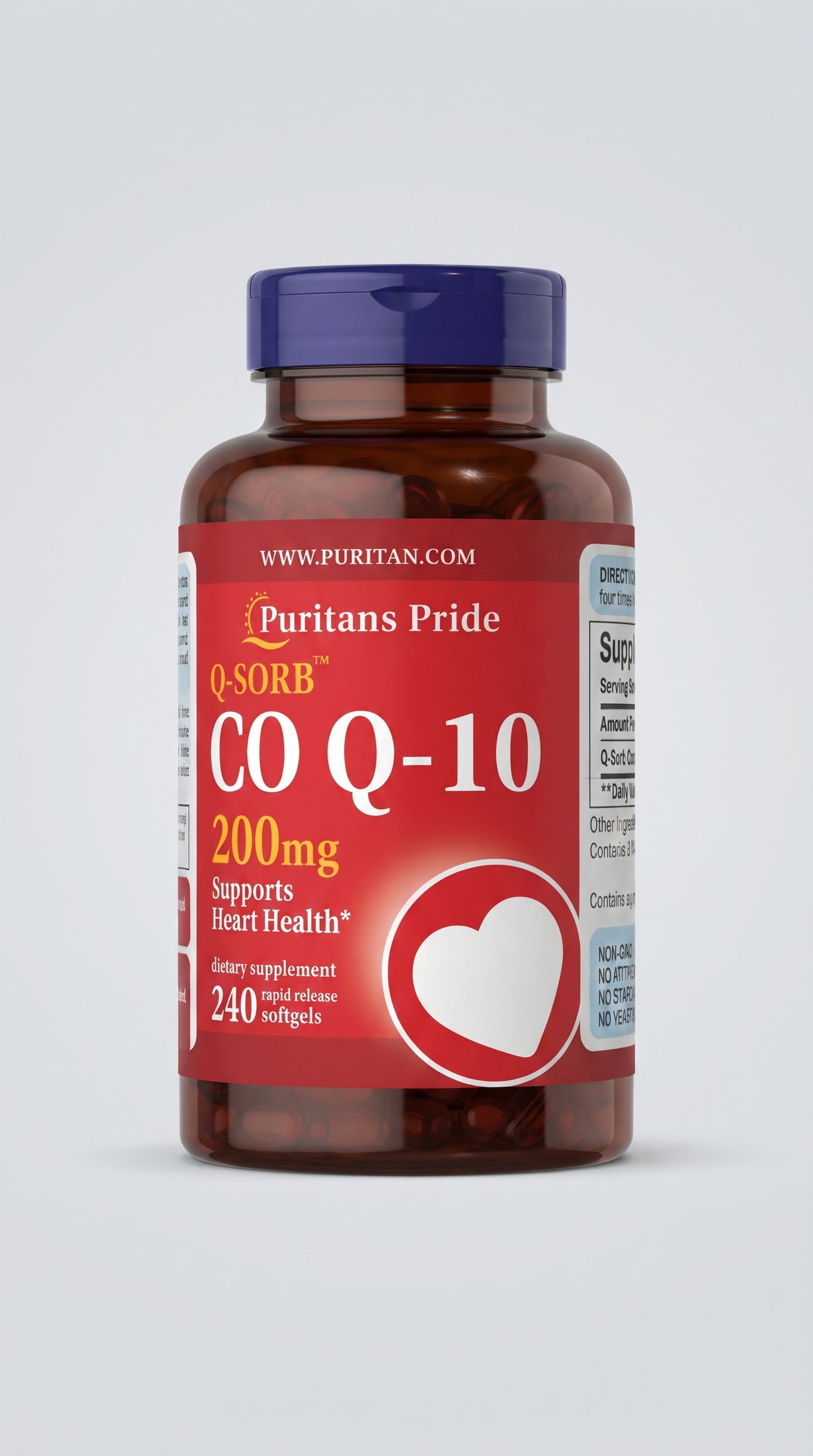 Puritan's Pride Q-SORB Co Q-10 200mg Softgels – 240 Rapid Release Softgels